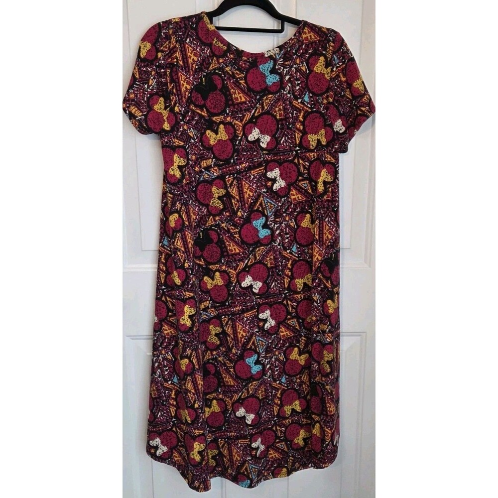 LuLaRoe Disney Minnie Mouse Carly dress,  multi-colored geometric pattern,Size S